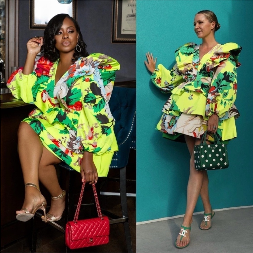 NWT Christopher John Rogers for Target Yellow Floral Long Sleeve Ruffle Dress 2 - Picture 12 of 15